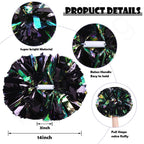 Hooshing 2Pcs Black Cheerleading Pom Poms Rainbow Cheer Pom Poms With Baton Handle For Kids Girls School Sports Team Spirit Game