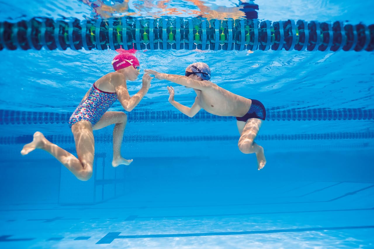 Arena Classic Junior Silicone Unisex Swim Cap For Girls And Boys Comfortable Durable Kids Pool Bathing Cap, One Size, Fuchsia/Wh