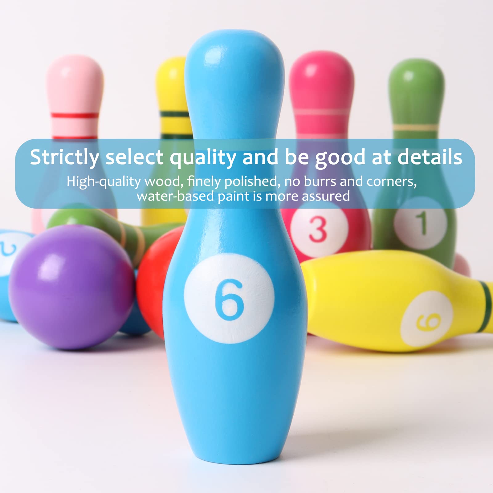 Shierdu Color Wooden Digital Bowling Toy, Suitable For Indoor And Outdoor Sports Games For Toddlers, Children And Adults, For Bo