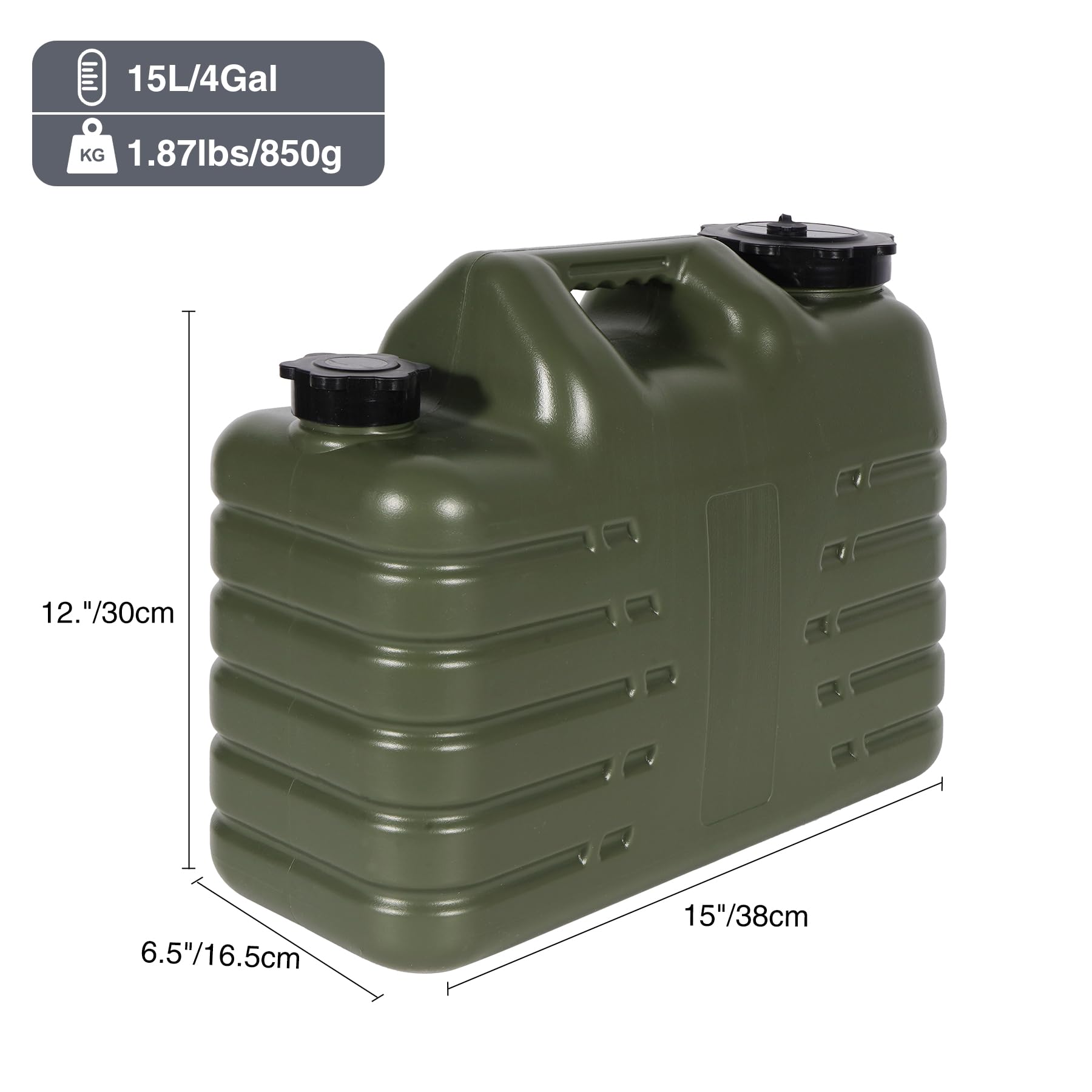 Redswing 4 Gallon/15L Thickened Water Jug, Camping Water Container, Truly No Leakage Water Storage With Spigot, Large Military W