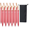 Keovoker 12 Pack Tent Stakes, 7-Inch Ultralight Aluminum Ground Pegs With Reflective Pull Ropes, Tri-Beam Stake In A Carrying Ba