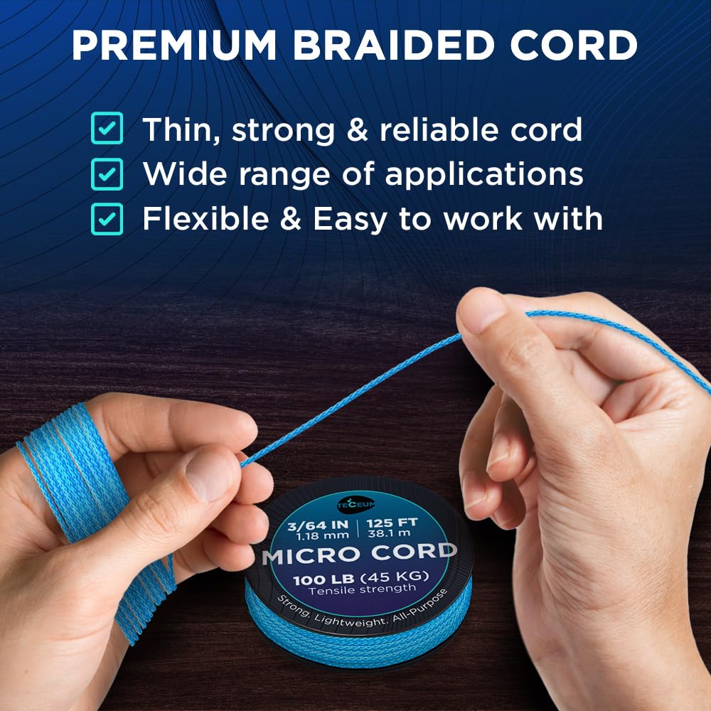 Teceum Micro Paracord - Ice Mint - 1.18 Mm X 125 Ft - Micro Utility Cord - Thin Braided Paracord Rope Nylon Polyester - Wind Chi