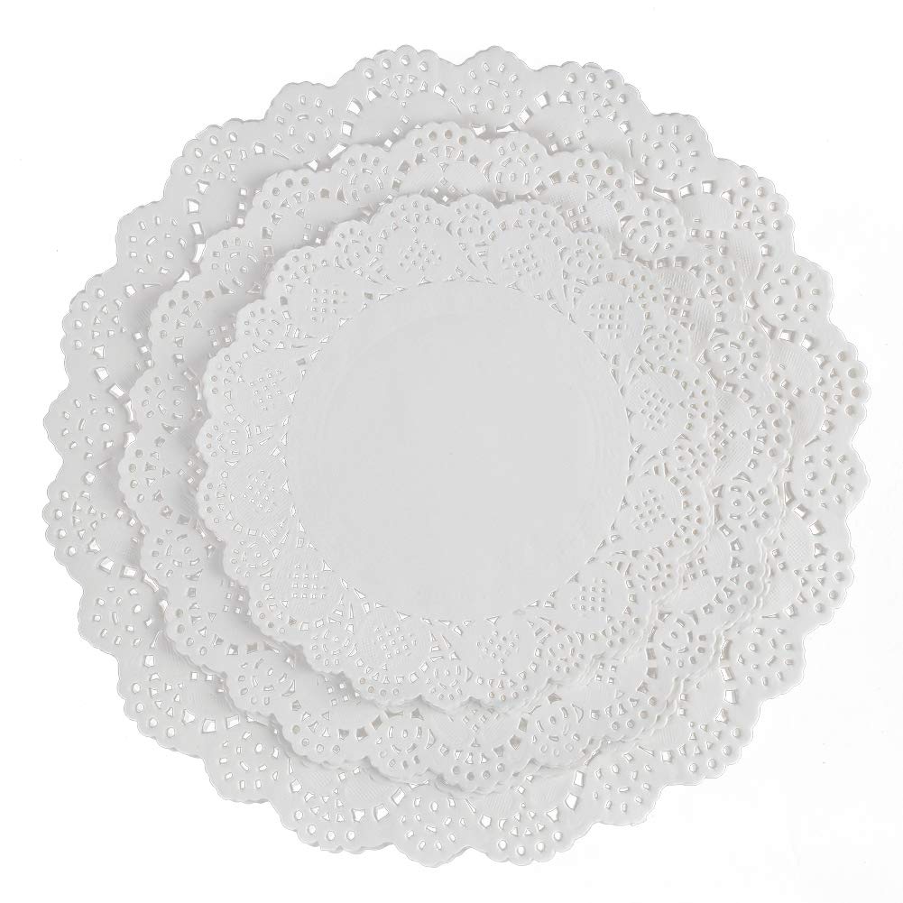 Haksen 108 Pcs Paper Lace Doilies Combo, Pack 36 Each 65, 85, 105,Baked, Grilled, Fried Food,Tableware Decoration