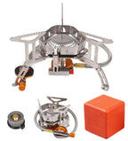 Dzrzvd Windproof Portable Backpacking Stove Burner With Piezo Ignition,Stove Adapter,Plastic Storage Box,Strong Firepower,Lightw