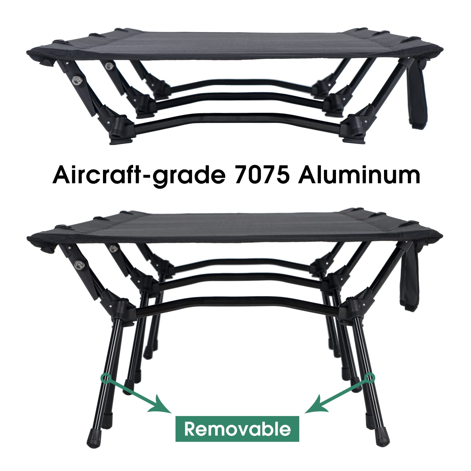 Yougym Campnacht Ultralight Camping Cot With Leg Extenders, Aluminum Lightweight Folding Cot For Adults, Portable Backpacking Co