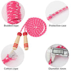 Jump Rope Kids,8.5Ft Adjustable Cotton Skipping Rope With Wooden Handle For Boys And Girls Fitness Outdoor Exercise (Red)
