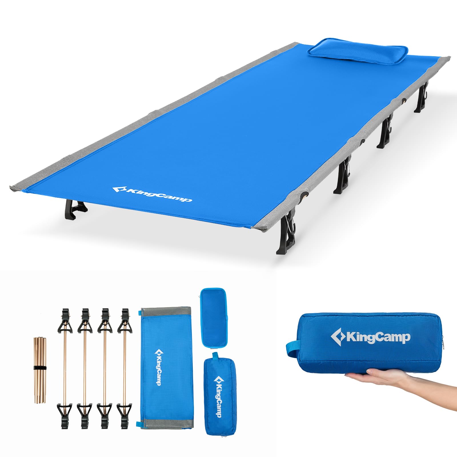 Kingcamp Camping Cots For Adults Outdoors Backpacking,Folding Ultralight Heavy Duty Sleeping Cots Compact Portable Cot For Trave