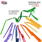 Gsi Multicolor Sparkling Gymnastic Ribbon Wands [6 Pack] With 9 Inch Stick And 1 Meter Ribbon For Gym, Training, Circus, Dance,