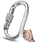 Climbing Carabiner - Uiaa Ce Rated 25Kn/5620Lb - Heavy Duty Twist Locking Carabiner Clip - Industrial Strength Large Steel Oval 