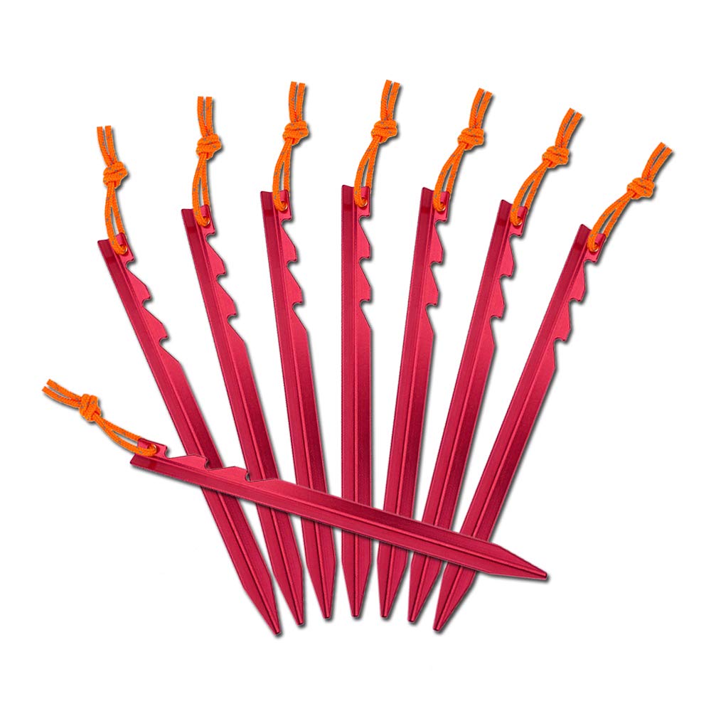 Anygear 7075 Aluminum Tent Stakes 15 Pack - Ultralight Tri-Beam Tent Pegs With Reflective Rope - Essential Tent Accessories For