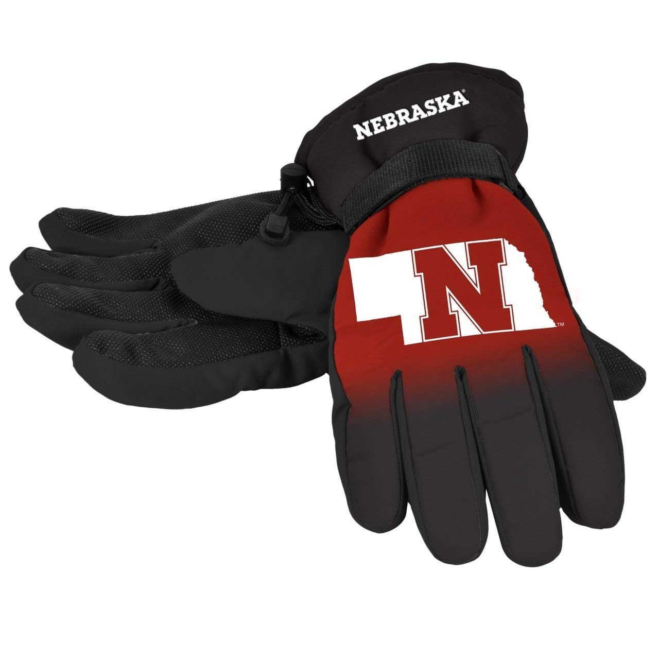 Forever Collectibles Ncaa Nebraska Cornhuskers Insulated Gradient Big Logo Gloves, Team Colors, Small/Medium
