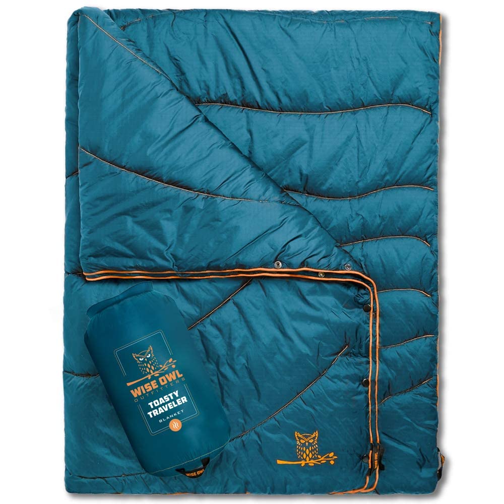 Wise Owl Outfitters Outdoor Camping Blanket - Lightweight Packable Puffy Quilt For Backpacking, Hiking & Travel - Warm Water Res
