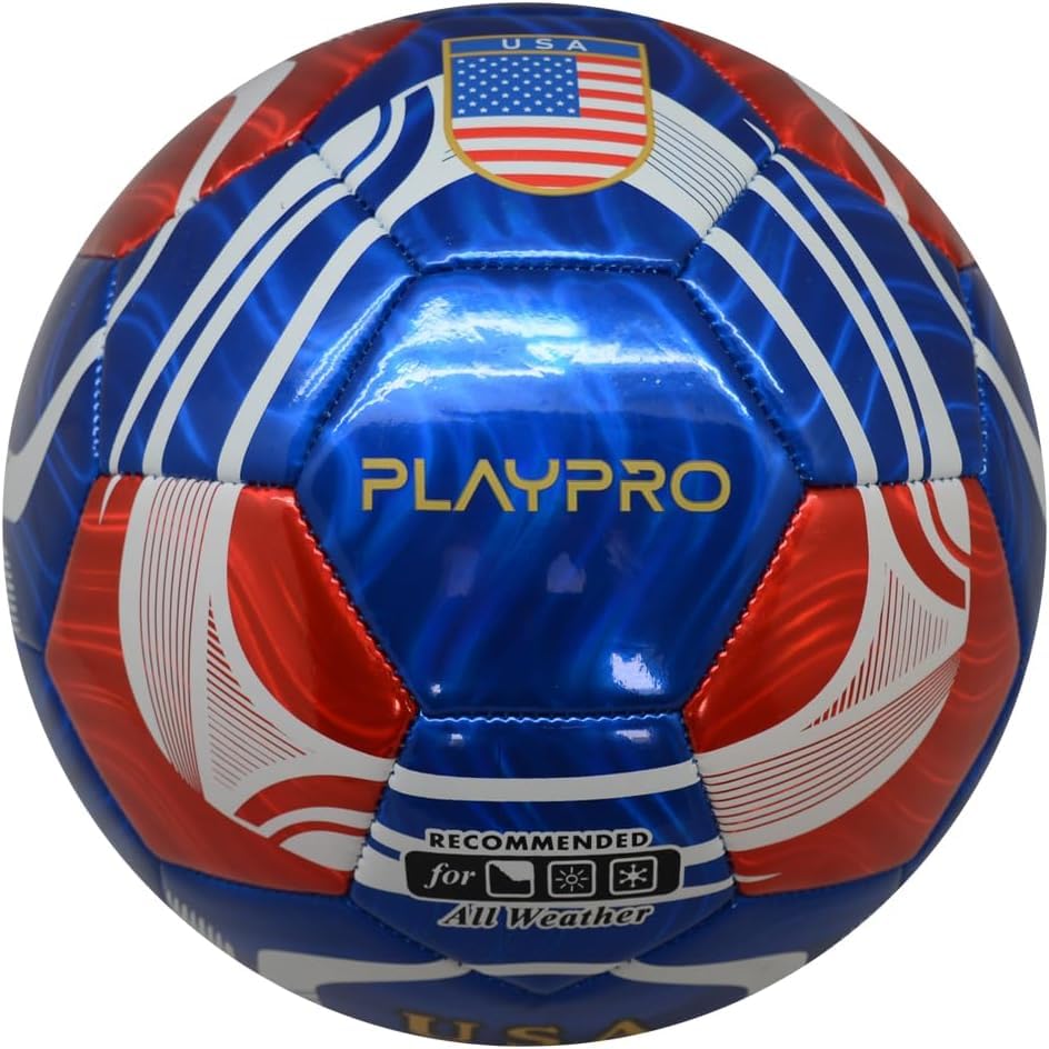 PLAYPRO Country Training Soccer Ball: World Edition (USA - Blue, 2)