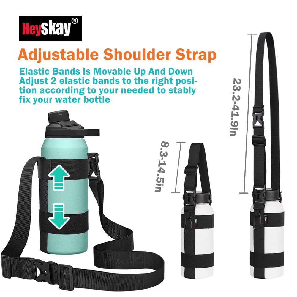 Heyskay 2Pcs Water Bottle Holder With Strap, Handle Strap Sling With Adjustable Shoulder Strap & Carabiner 12Oz-24Oz For Hydro F