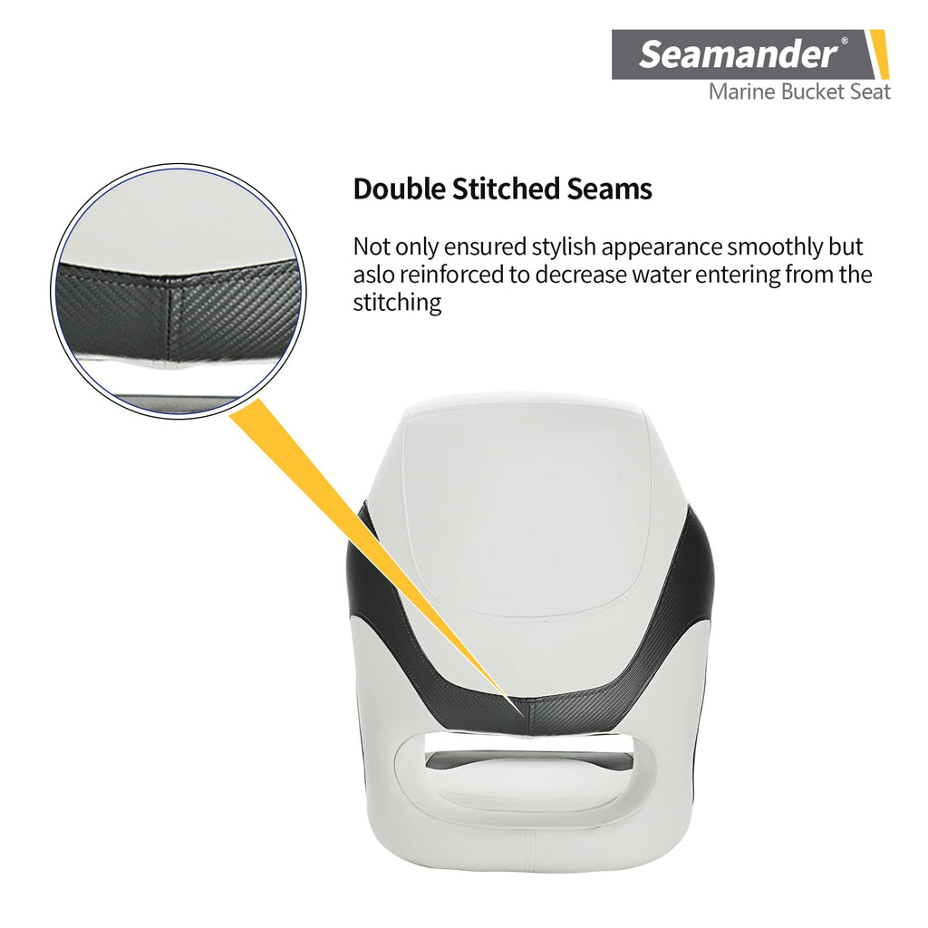 Seamander Premier Series Captain Bucket Seat With Flip Up Bolster, Boat Seat Suitable For Fishing And Pontoon Boats