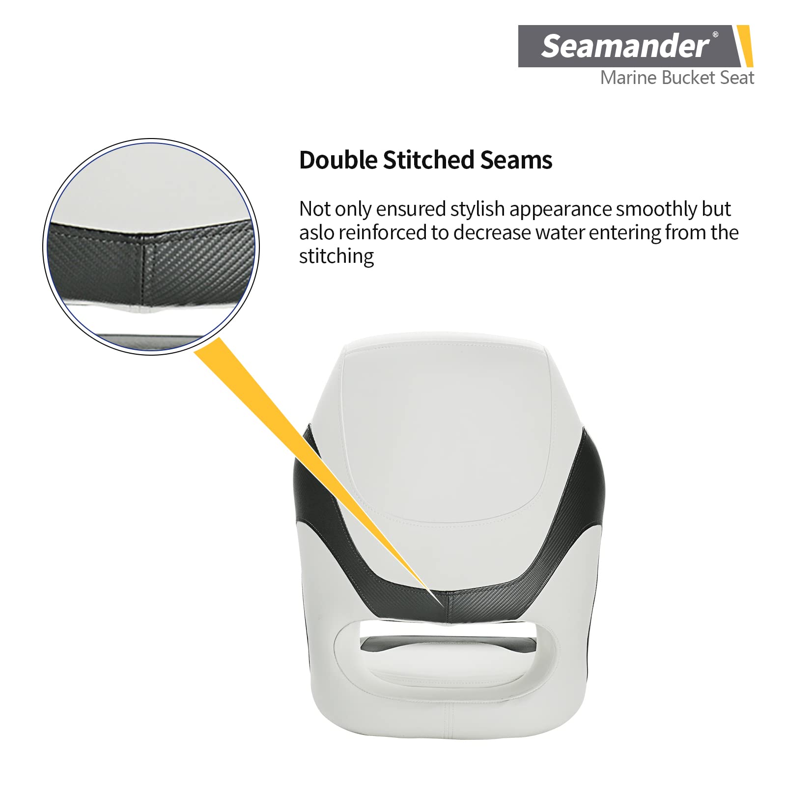 Seamander Premier Series Captain Bucket Seat With Flip Up Bolster, Boat Seat Suitable For Fishing And Pontoon Boats