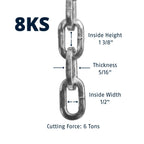Abus Hardened Steel 8Ks 6 Foot X 5/16'' Thick Square Security Chain For Bikes, Containers, Trailers, Atv'S, Motorcycles And Pers