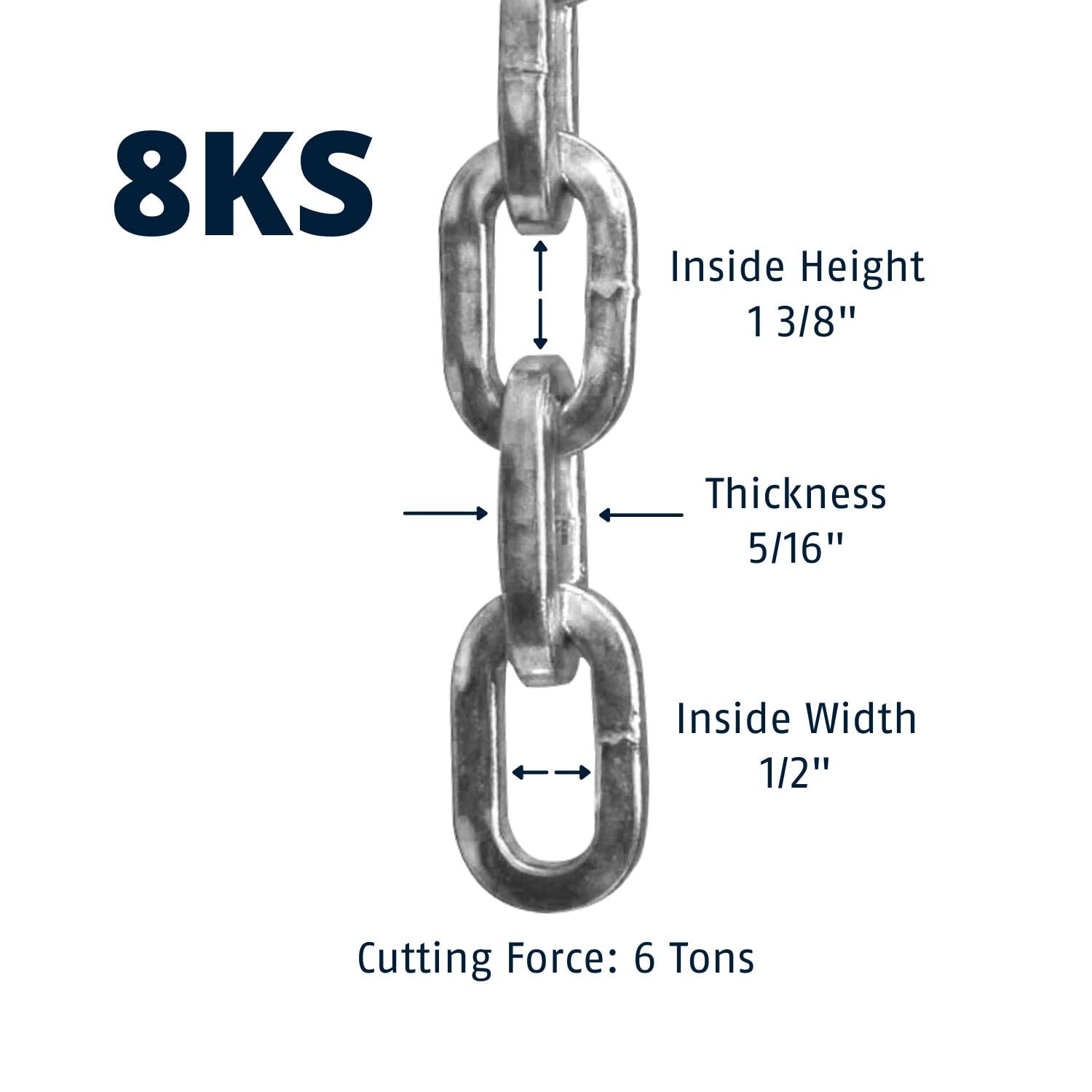 Abus Hardened Steel 8Ks 6 Foot X 5/16'' Thick Square Security Chain For Bikes, Containers, Trailers, Atv'S, Motorcycles And Pers