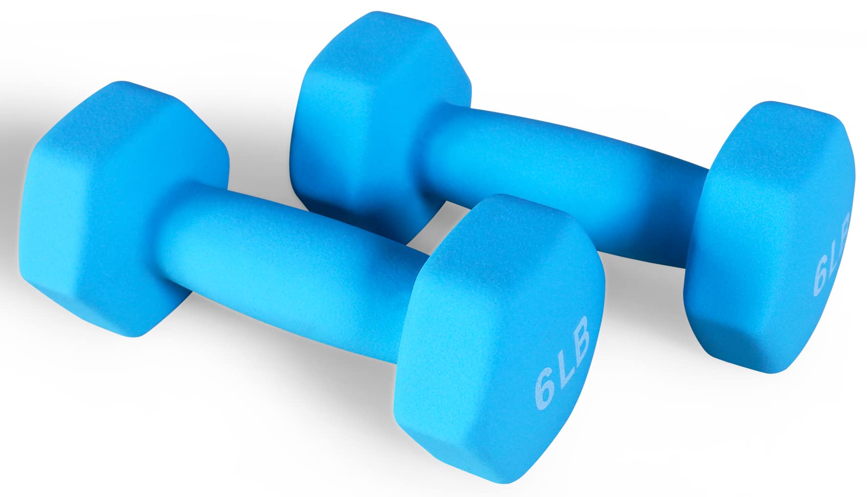 Fitvids Neoprene Dumbbell Hand Weights, Anti-Slip, Anti-Roll, Hex Shape Colorful, 6-Pound, Pair