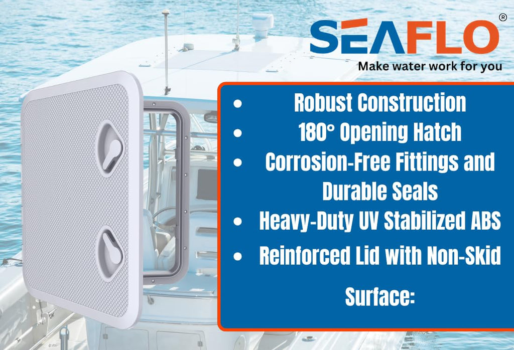 Seaflo Marine Boat Deck Access Hatch & Lid, 20'' L X 18'' W, White