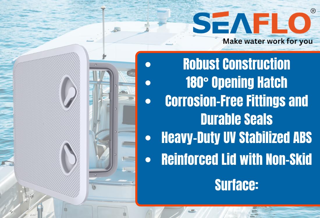 Seaflo Marine Boat Deck Access Hatch & Lid, 20'' L X 18'' W, White