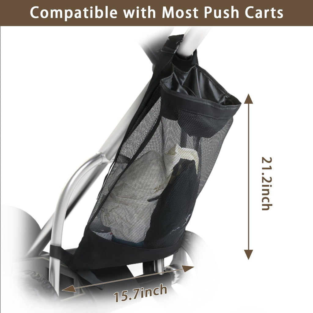 Golf Push Cart Accessories - Golf Push Cart Backside Extension Storage Bag With Top-Closing Lid, Access To The Items Easily, Bla