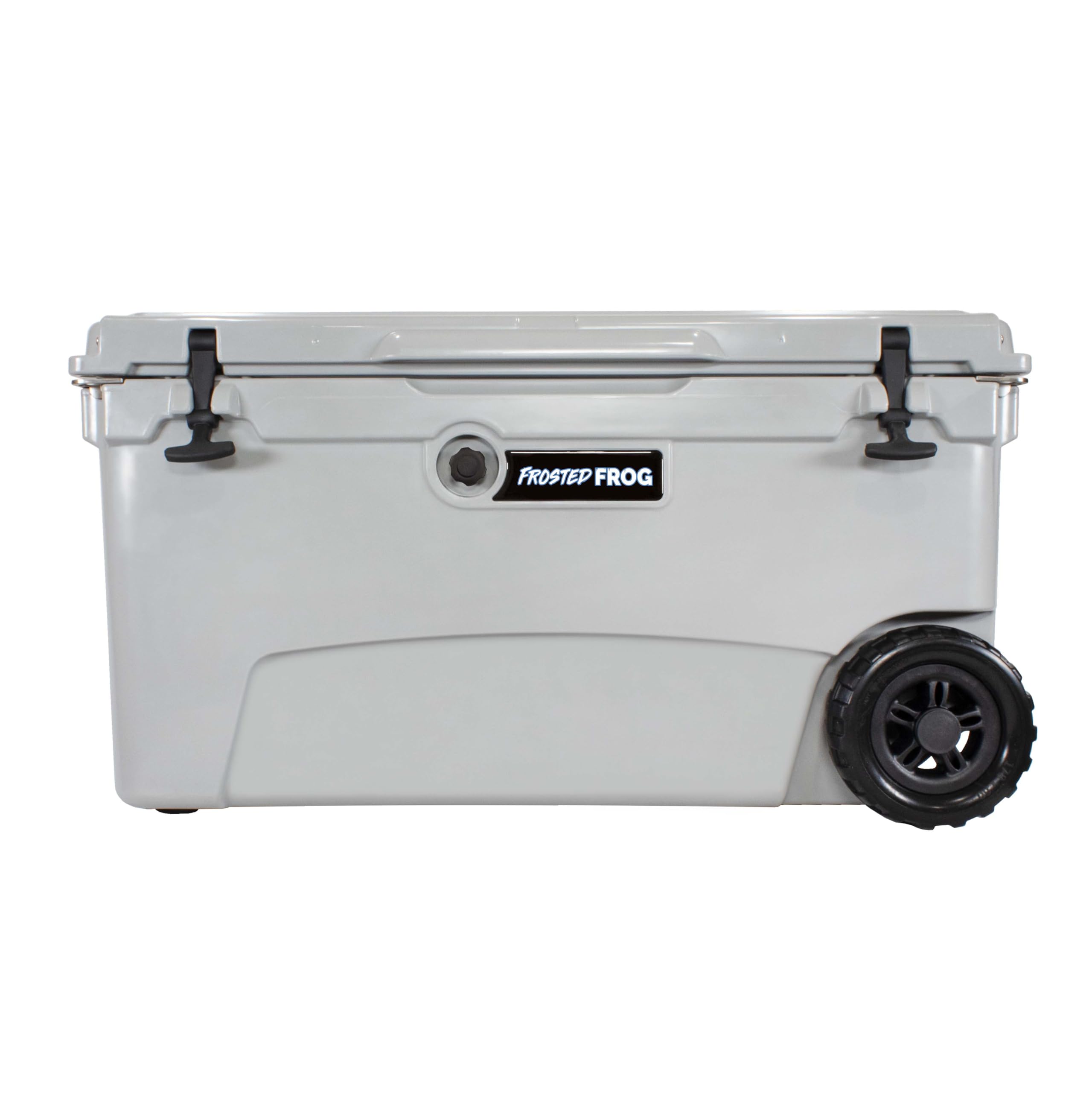 Frosted Frog Gray 110 Quart Ice Chest Heavy Duty High Performance Roto-Molded Commercial Grade Insulated Cooler With Wheels