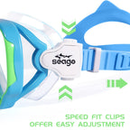 Seago Kids Swim Goggles Swimming Goggles For Kids Boys Girls Toddlers Youth 5-15 Anti-Fog 180 Clear Goggles No Leak Pool Underwa