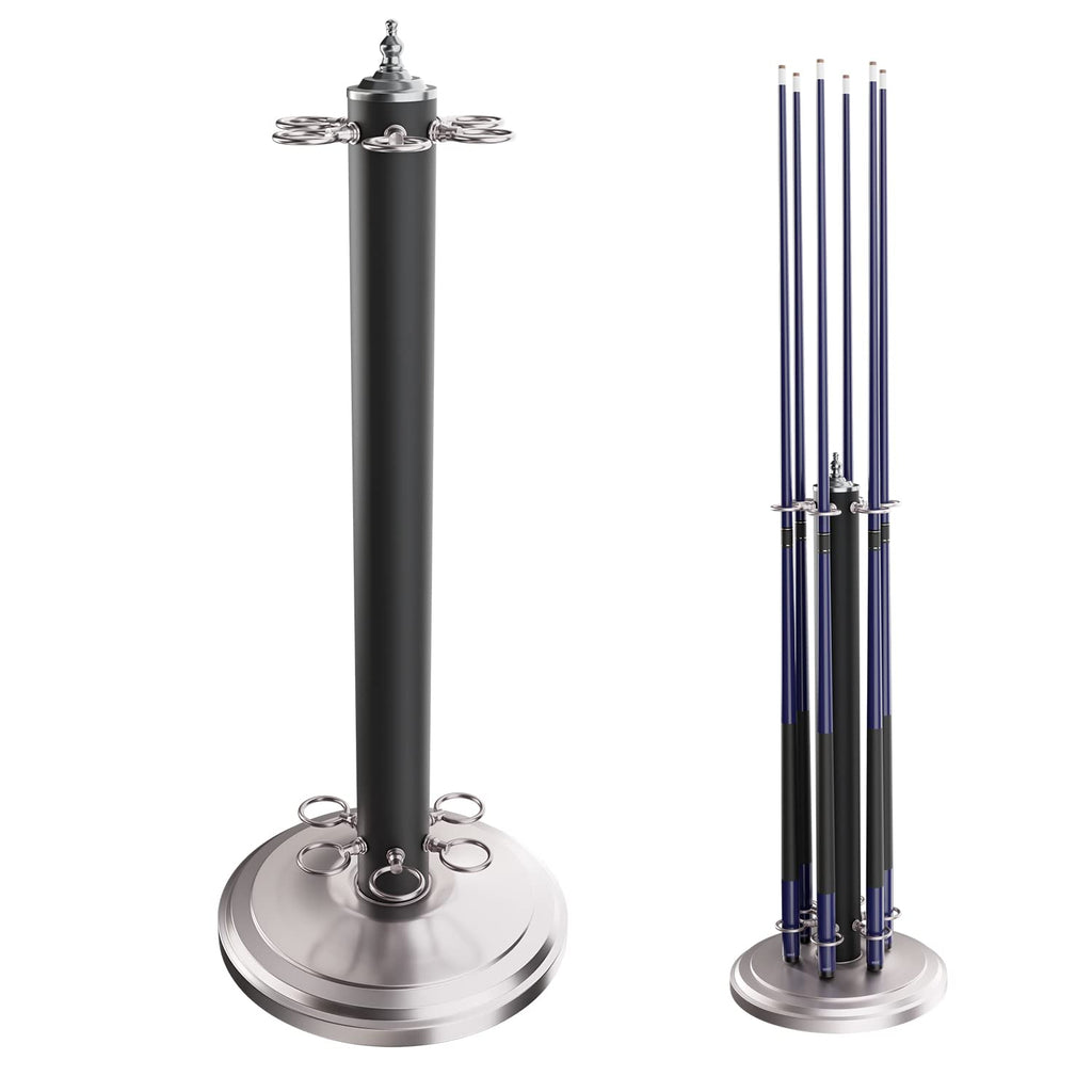 Gse Stand-Style Metal Billiard Pool Cue Rack Only. Holds 6 Pool Cue Sticks (Several Colors Available) (Matte Black & Brushed Nic