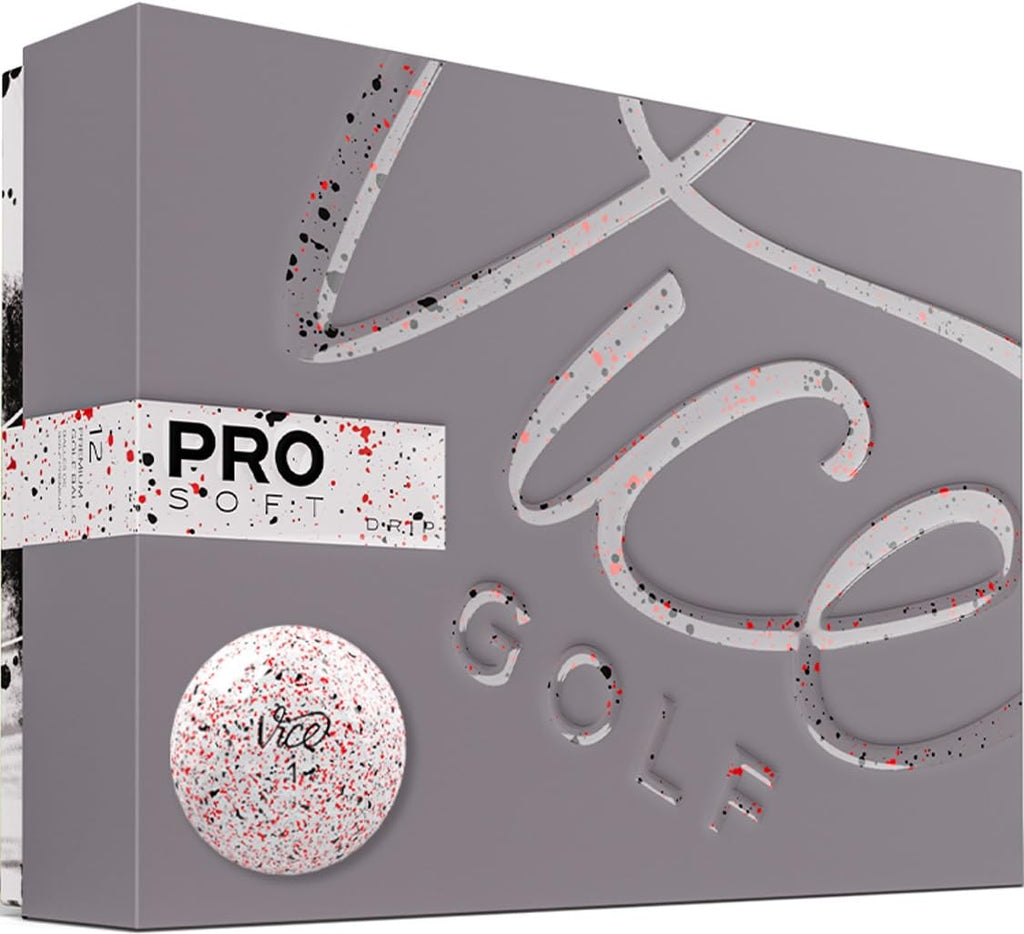 Vice Golf Pro Soft Drip Red 2020 | 12 Golf Balls | Features: 3-Piece Cast Urethane, Soft Feel, High Ball Flight Stability | Prof