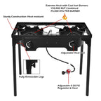 Goplus Outdoor Camping Stove, Dual Burner Propane Gas Cooker W/Detachable Legs & 0-20 Psi Regulator & Csa Approval For Camp Pait