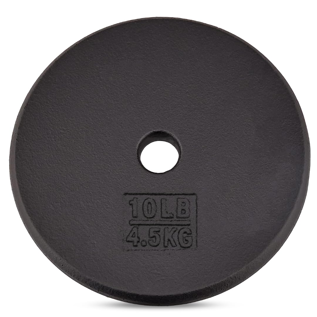 Yes4All 1-Inch Cast Iron Weight Plates For Dumbbells - Standard Weight Disc Plates (10 Lbs, Single)