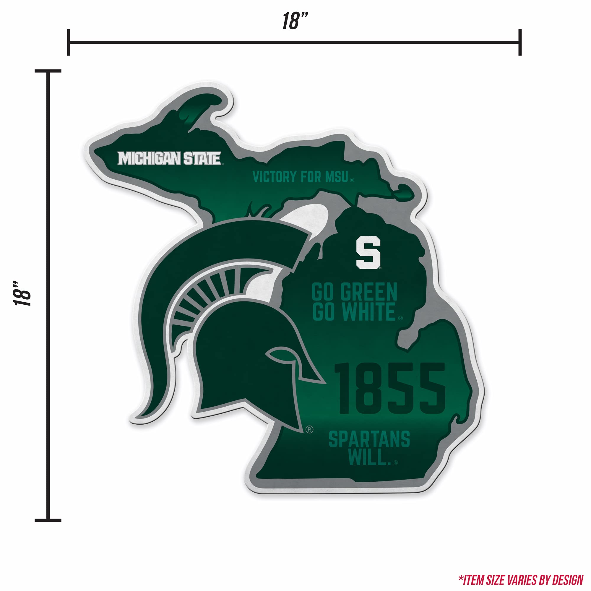 Rico Industries Ncaa Michigan State Spartans State Shape Shape Cut Pennant - Home And Living Room D  Cor - Soft Felt Ez To Hang