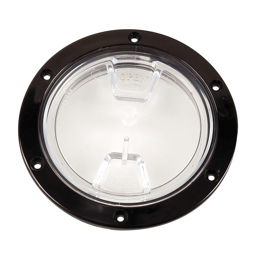 Beckson 4'' Clear Center Screw Out Deck Plate - Black