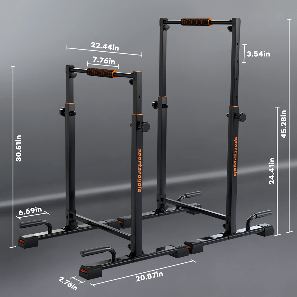 Sportsroyals Dip Bar, Adjustable Parallel Bars For Home Use, Dip Station With 6 Height Level & 1200Lbs Weight Limit