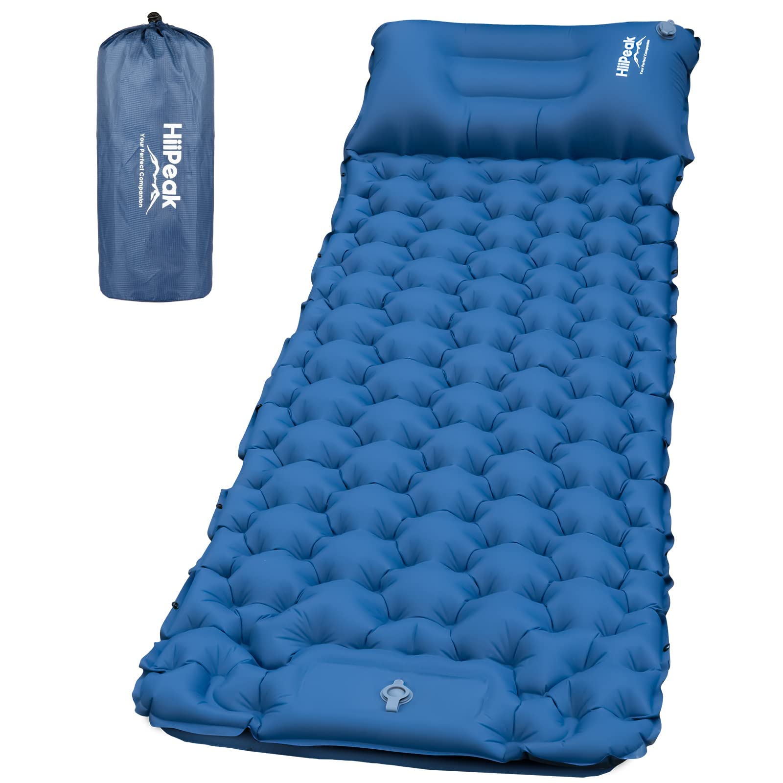HiiPeak Sleeping Pad for Camping- Ultralight Inflatable Sleeping Mat with Built-in Foot Pump & Pillow, Upgraded Compact Camping 