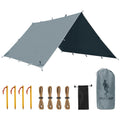 Free Soldier Camping Tarp Waterproof Portable Multifunctional Outdoor Traveling Awning Backpacking Shelter Rain Tarp (Blue Gray