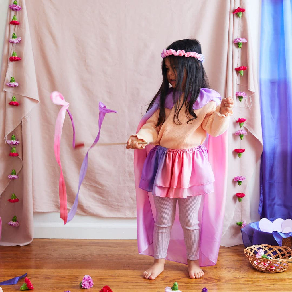 Sarah'S Silks - Heart Silk Streamer, Baltic Birch Wood, 100% Real Silk, 8-Foot Long 1-Inch Wide Ribbon Dancer Wand (2)