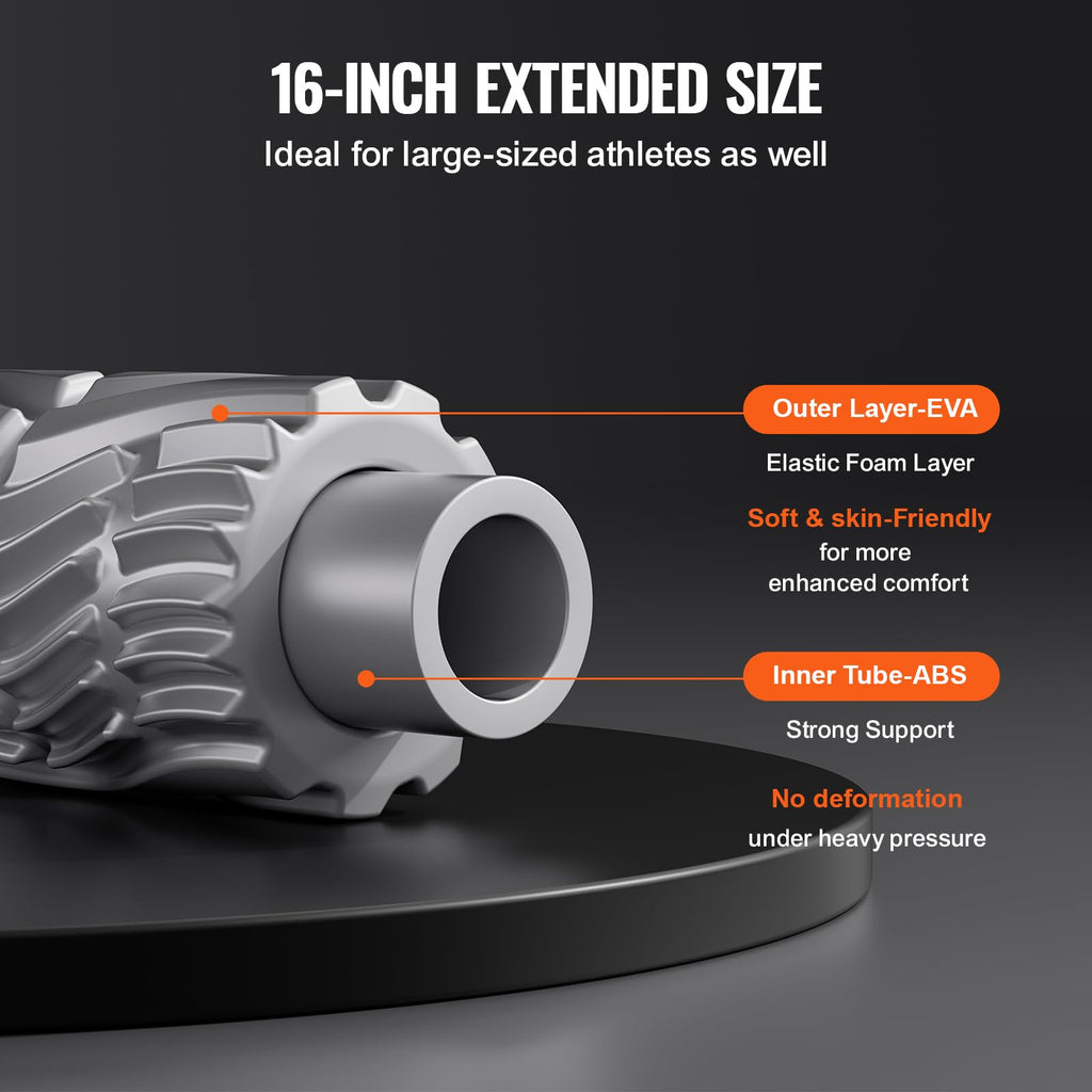 Vevor Vibrating Foam Roller, 5-Speed Electric Massage Roller, 16'' Rechargeable Muscle Roller With 3 Vibration Modes, High Densi