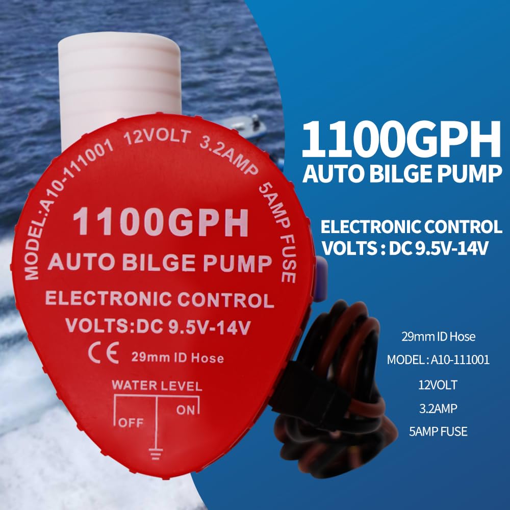 Yqmigu Automatic Bilge Pumps For Boats 12V,1100Gph Flow Rate, Simple And Reliable Design, Suitable For Yachts, Fishing Boats, An