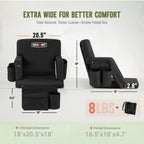 Overmont Stadium Seat With Back Support - 6-Position Recliner, Extra Wide Cushion, Dual Hooks, Backpack Straps, And Multiple Poc