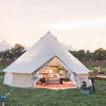 Dream House Outdoor Waterproof Cotton Canvas Family Camping Bell Tent (Beige Cotton Canvas Tent, Diameter 4 Meter)