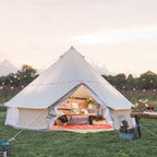 Dream House Outdoor Waterproof Cotton Canvas Family Camping Bell Tent (Beige Cotton Canvas Tent, Diameter 4 Meter)