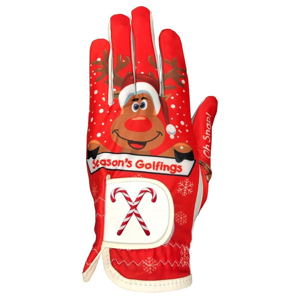 Giggle Golf Women'S Golf Glove (Medium, Worn On Right Hand, Holiday (Red))
