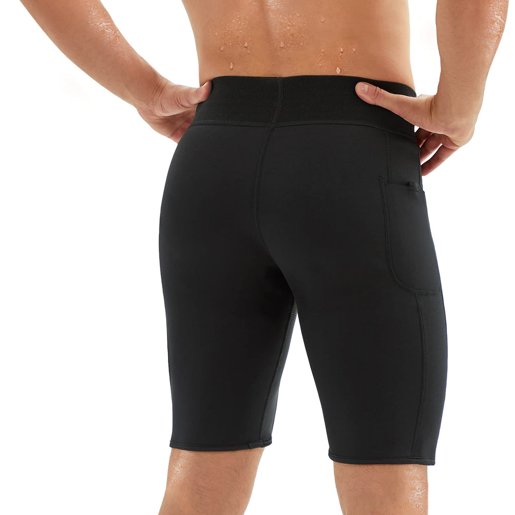 Junlan Sweat Shorts For Men Sauna Suit Mens Body Shaper Sweat Sauna Neoprene Shorts(Black, Large)