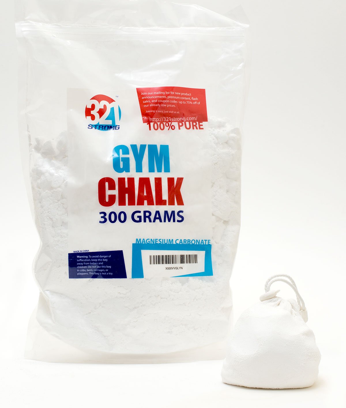 321 Strong 300 Gram (10.58 Oz) Or 100 Gram (3.52 Oz) Loose Gym Chalk - For Weightlifting, Rock Climbing, Kettlebells, And Gymnas