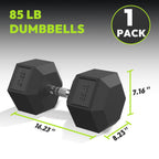 Hex Dumbbell Rubber Encased Dumbbell Strength Training Hex Dumbbell, Hand Weight For Workout & Exercise 85 Lb