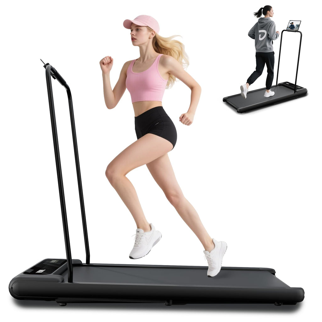 Rivano Treadmill With Handles, Electric Treadmills For Home Small, 270Lbs Capacity, Under Desk Treadmill With Remote Control Led
