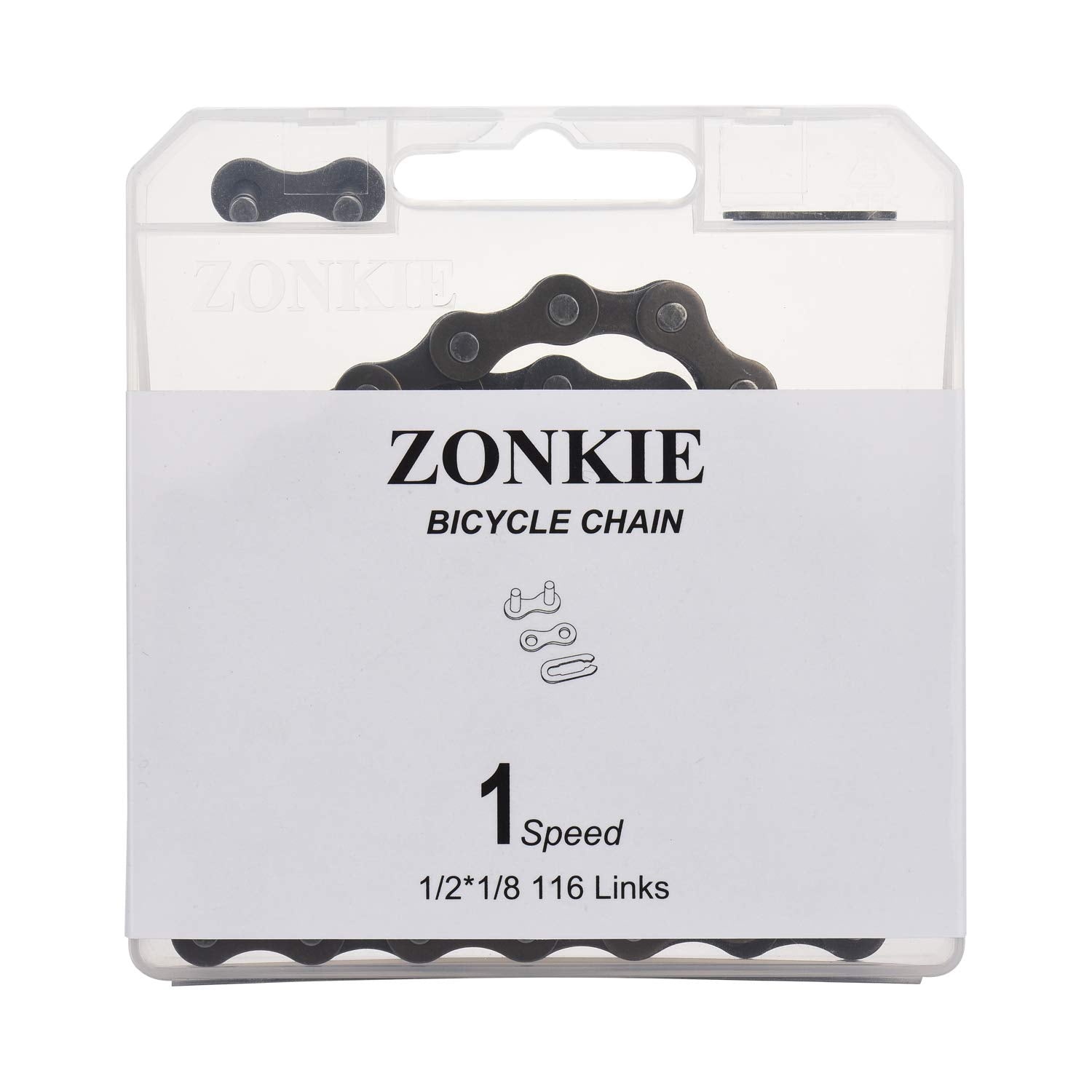 Zonkie Bike Chain Single-Speed, Bicycle Chain 1 Speed, 12 A 18 Inch,116 Links
