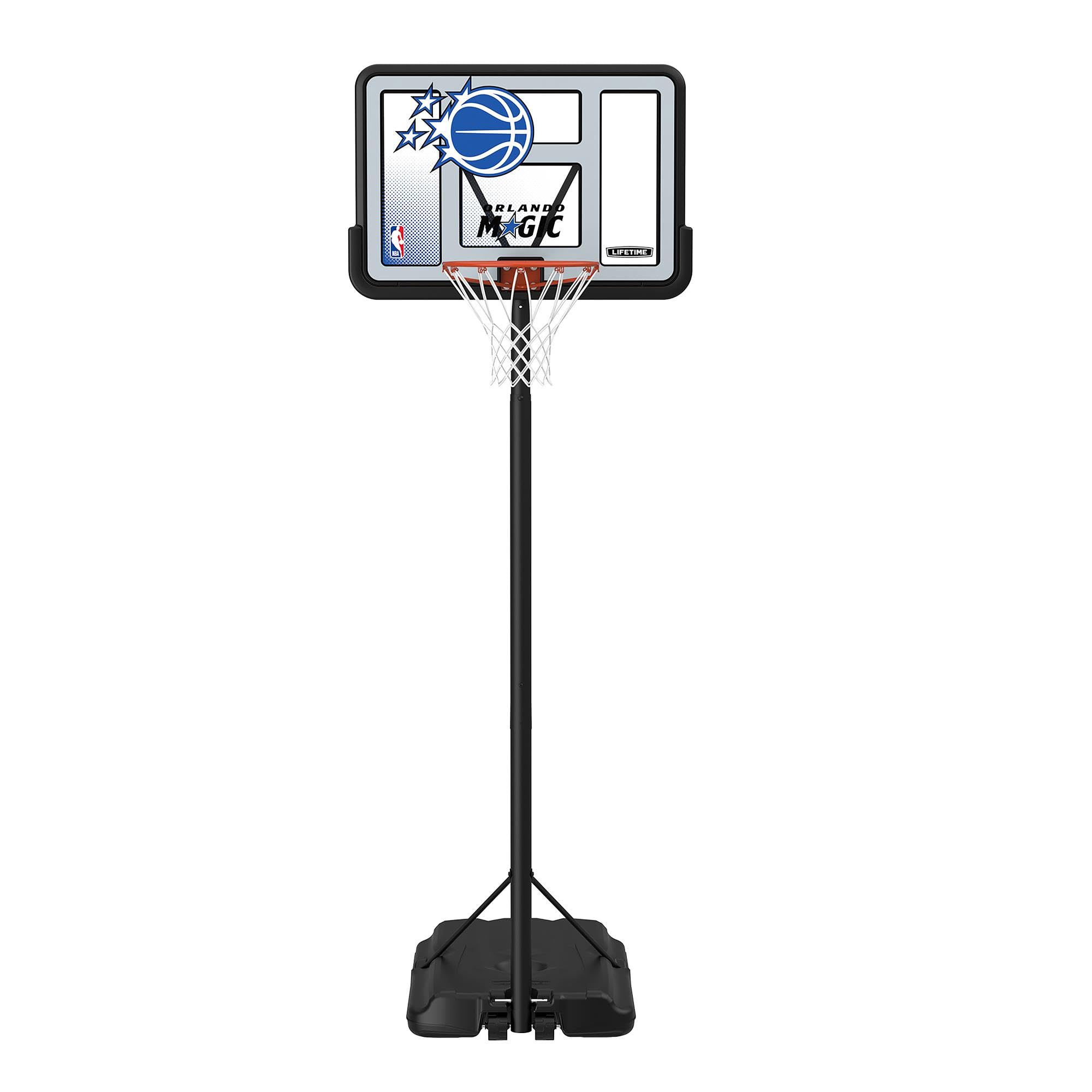 Lifetime NBA Orlando Magic Portable Basketball Hoop, Adjustable Height 7.5-10 Ft, 44 Inch Shatterproof Fusion Backboard, Base wi